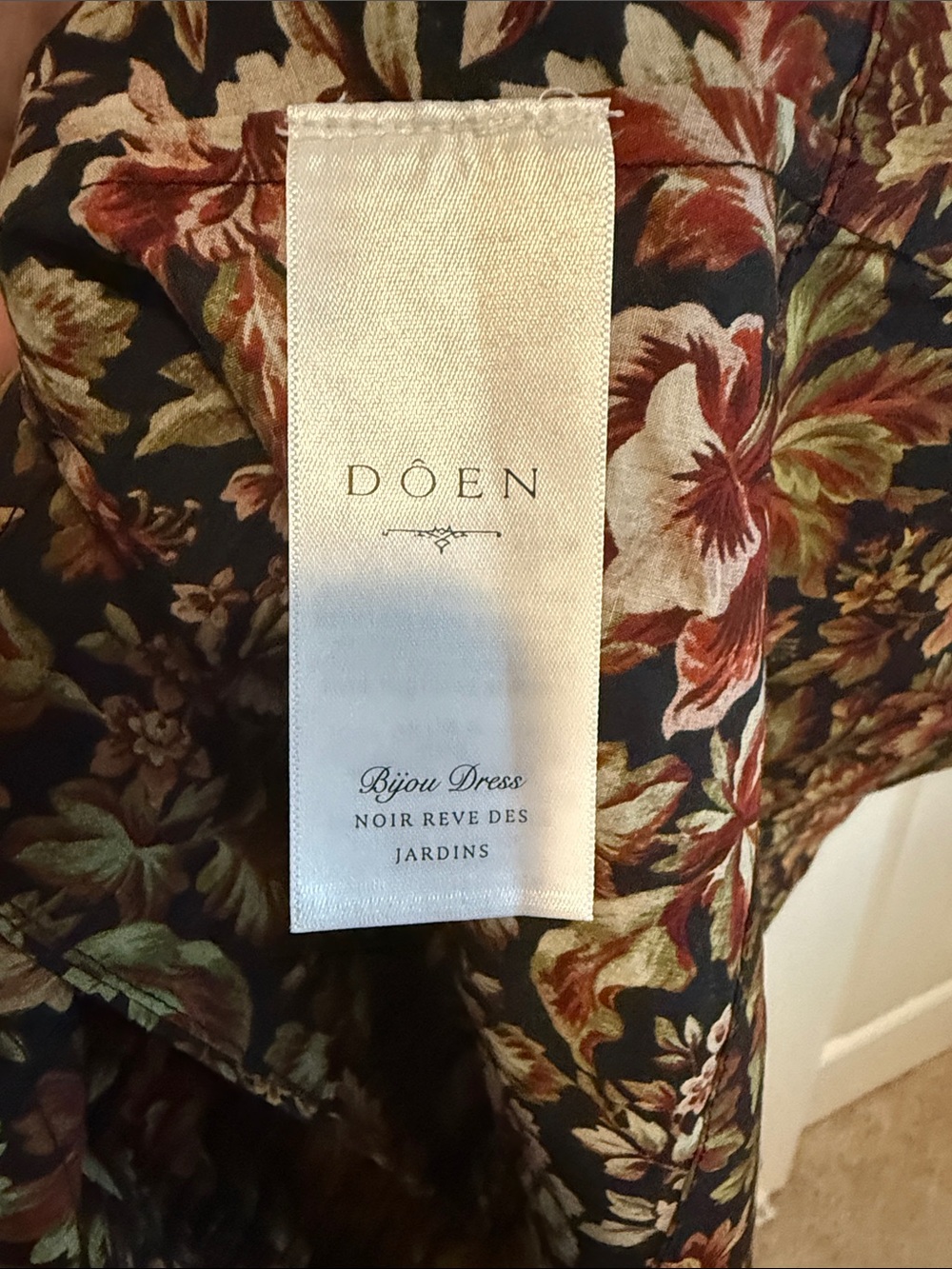 SOLD DÔEN Bijou Dress Noir Rêve des Jardins Floral Organic Cotton - Picture 9 of 11